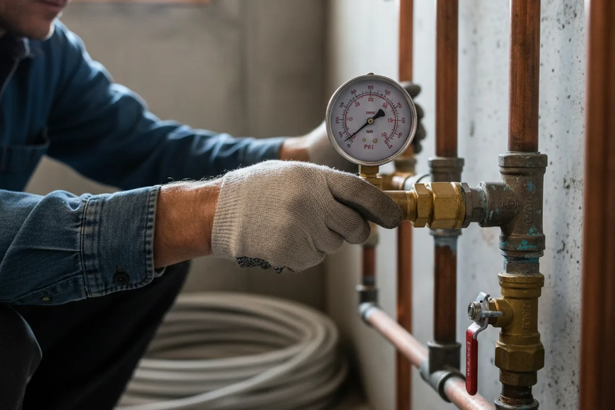 Pressure testing a repaired line during Water Line Repair in Warwick